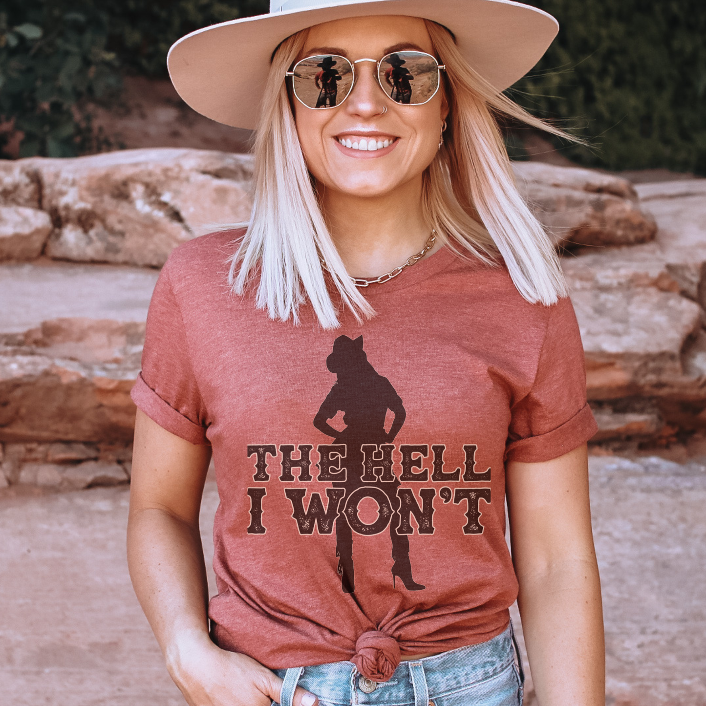The Hell I Won't Funny Sassy Cowgirl Western Graphic T-Shirt