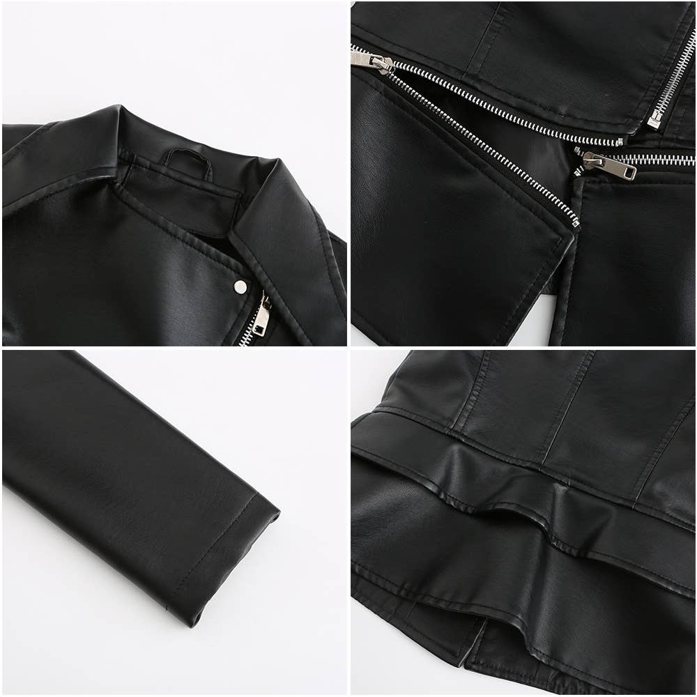 Women's leather vegan jacket pleather