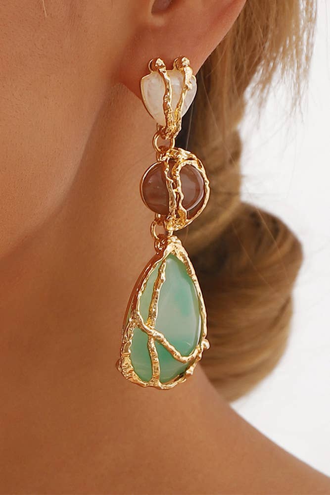 Drop Shape Turquoise Alloy Earrings