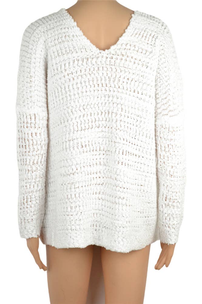 White V Neck Sexy Pullover Sweater