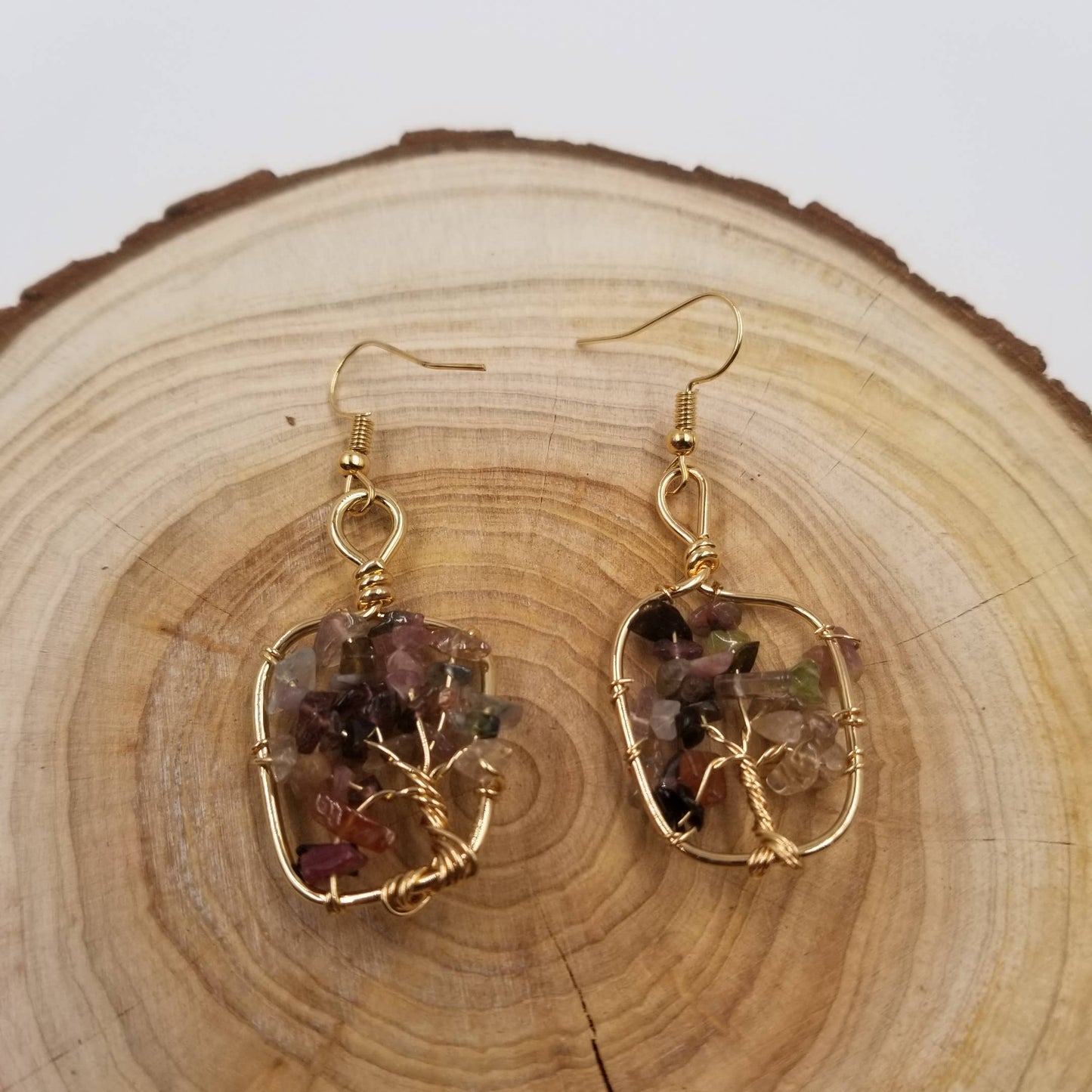 Handmade Wired Natural Crystal Earrings