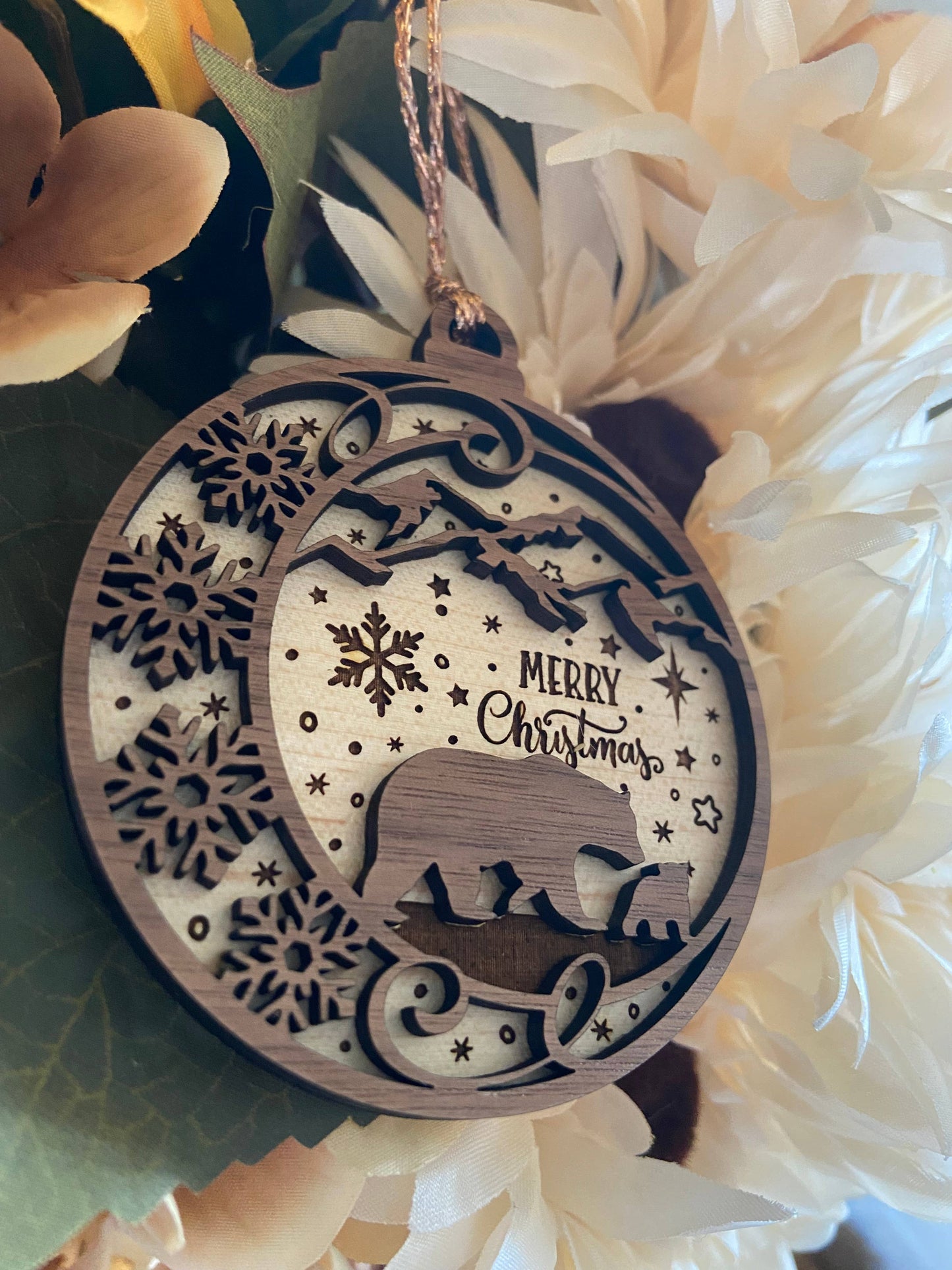 Christmas ornament, wooden 2D ornament, nature