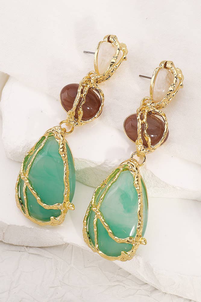 Drop Shape Turquoise Alloy Earrings