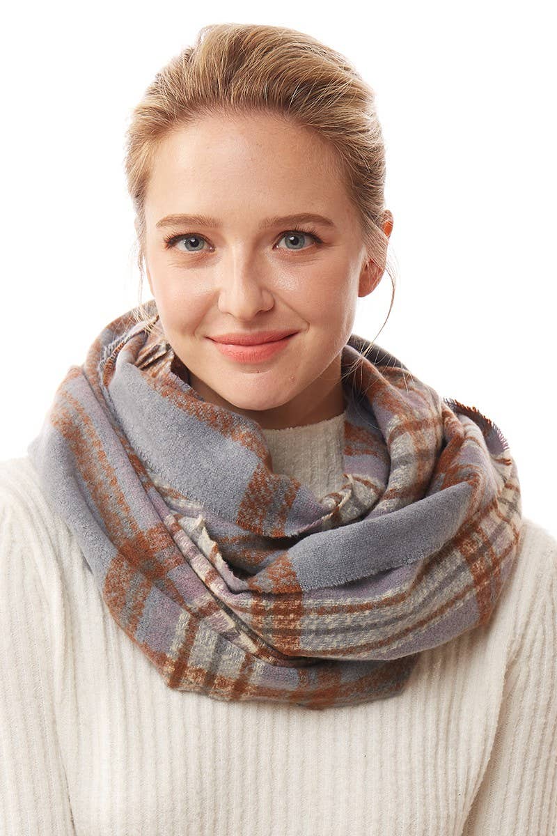 Women's Winter Plaid Patterned Infinity Scarf