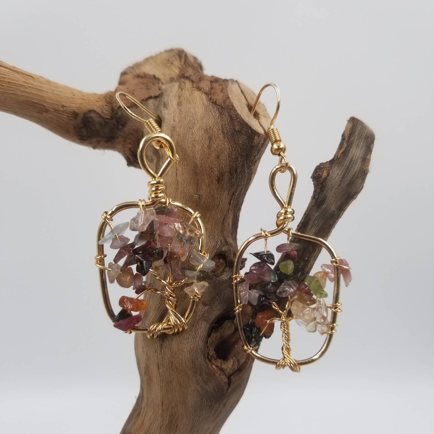 Handmade Wired Natural Crystal Earrings