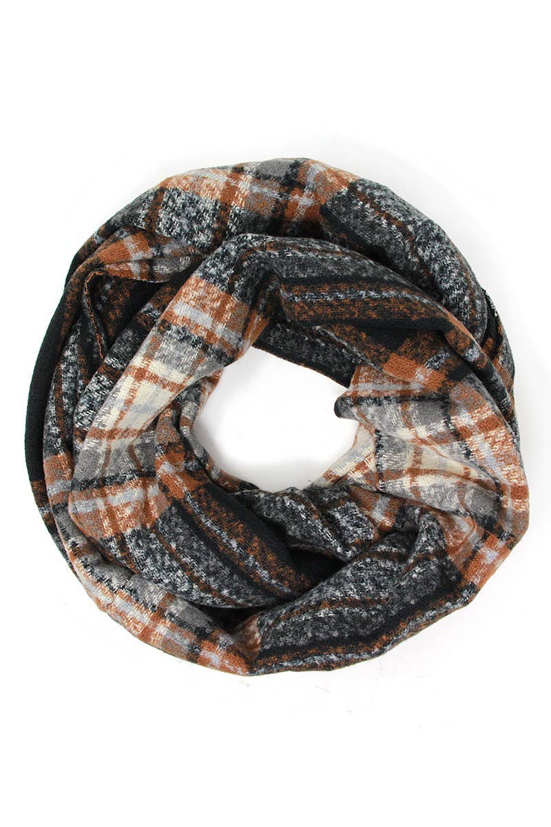 Women's Winter Plaid Patterned Infinity Scarf