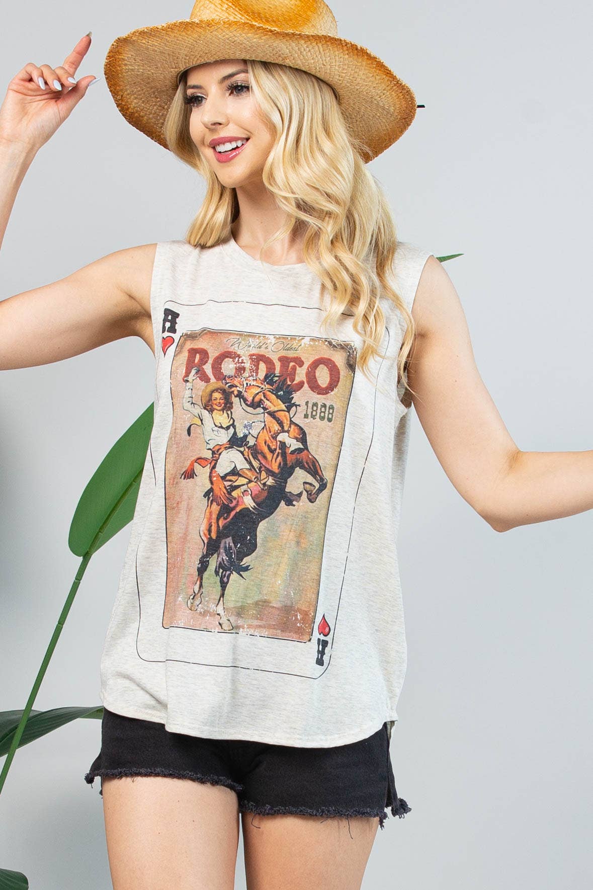 KEITH VINTAGE WESTERN GRAPHIC SLEEVELESS TOP
