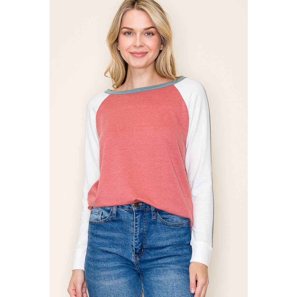 STACCATO ROUND NECK COLOR BLOCKED TOP