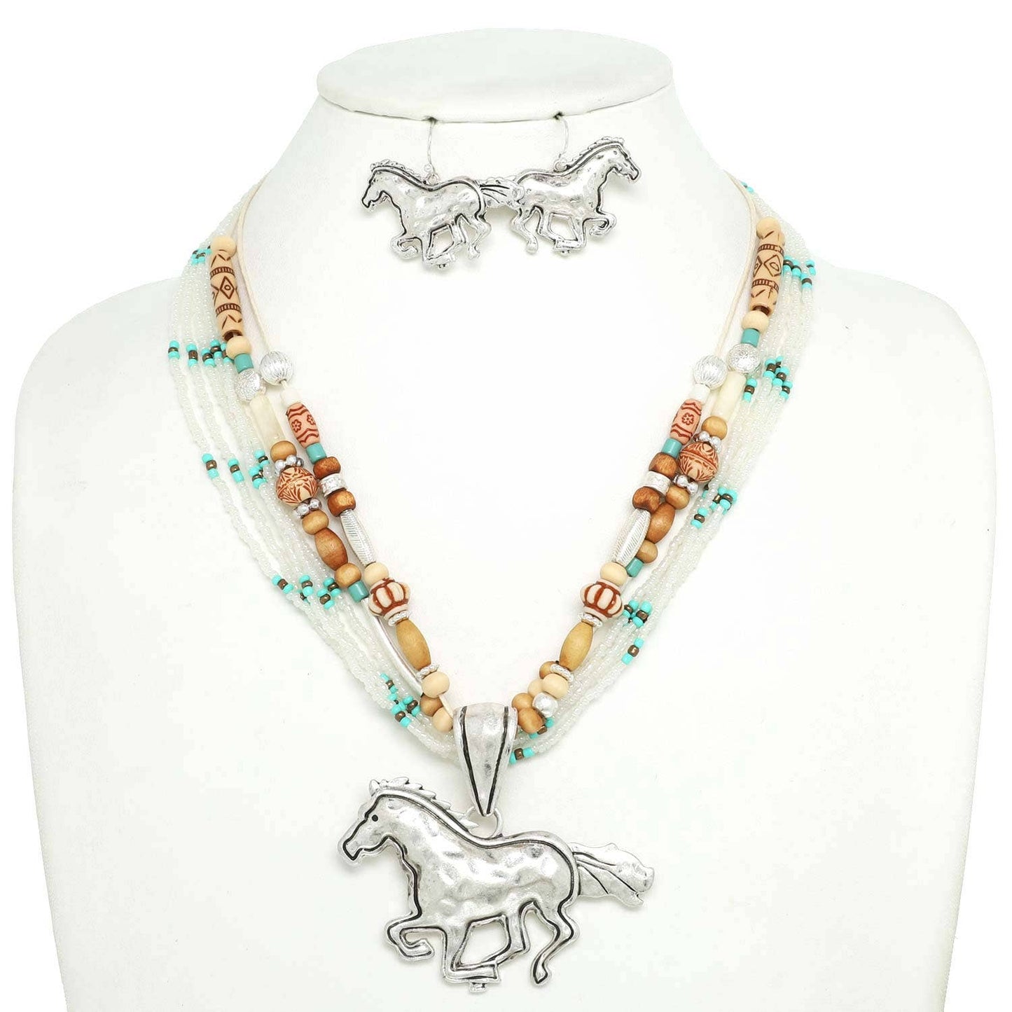 Sophia Collection Western Equestrian Bead Mix Necklace Set