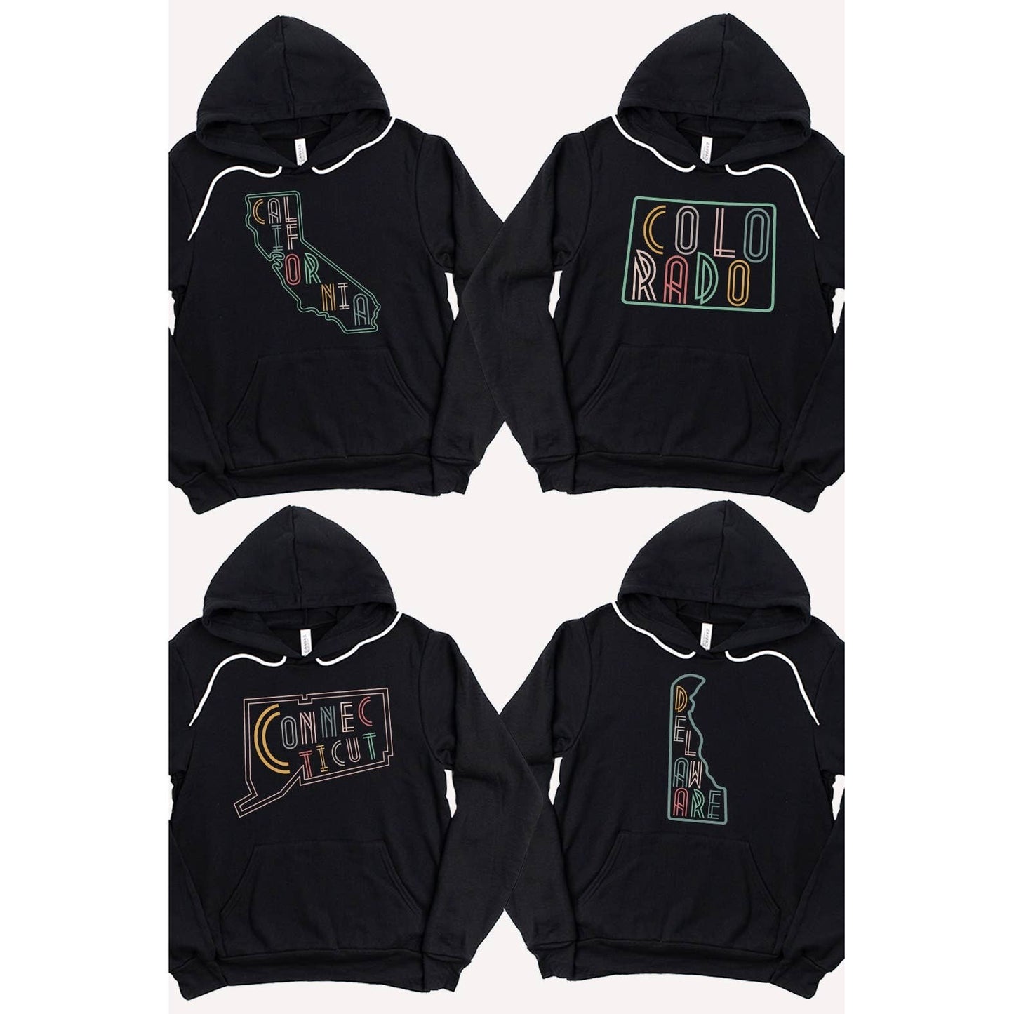 SOUTH DAKOTA Neon State Shape Graphic Hoodies