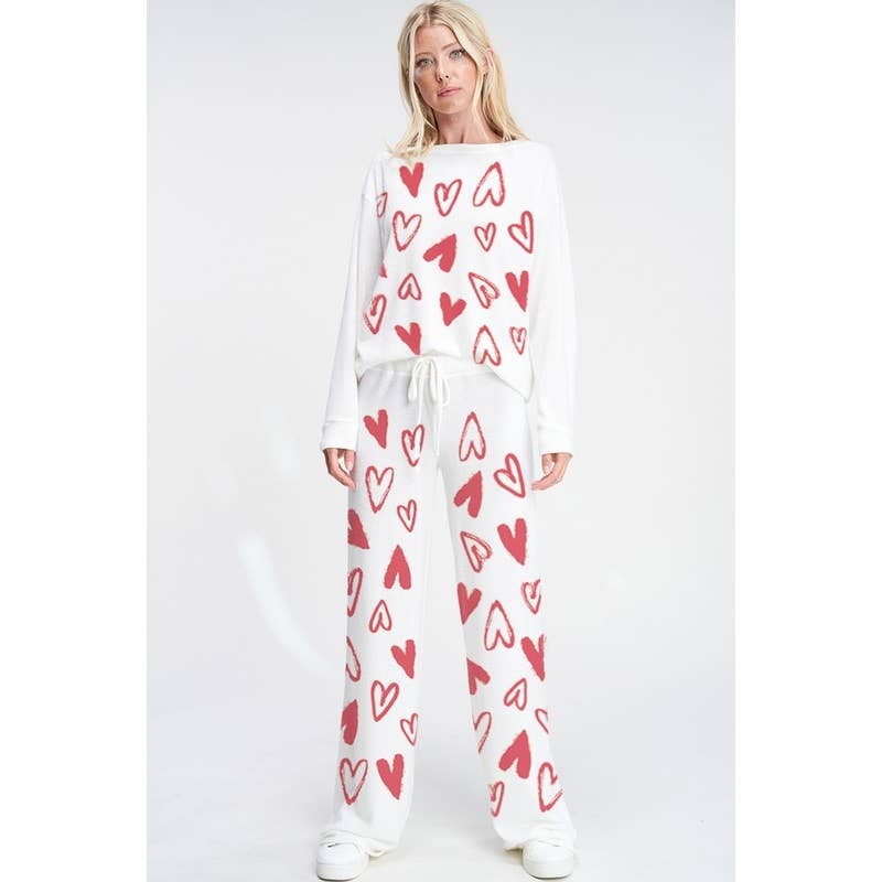 Heart all over soft brushed loungewear set