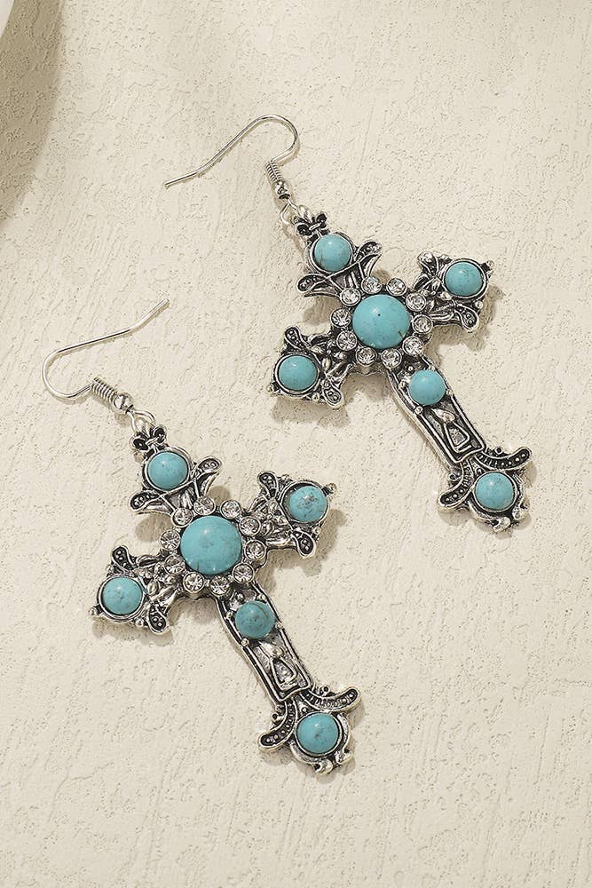 Turquoise Cross Earrings