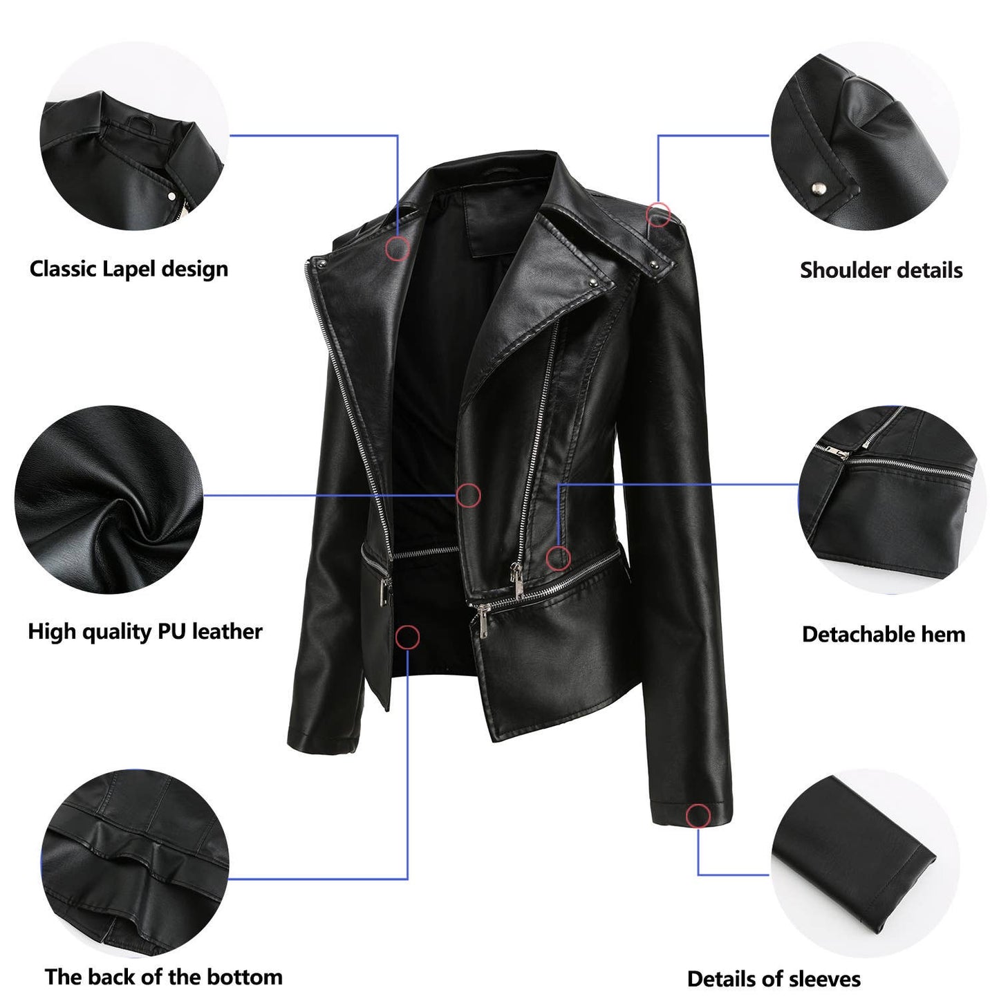 Women's leather vegan jacket pleather