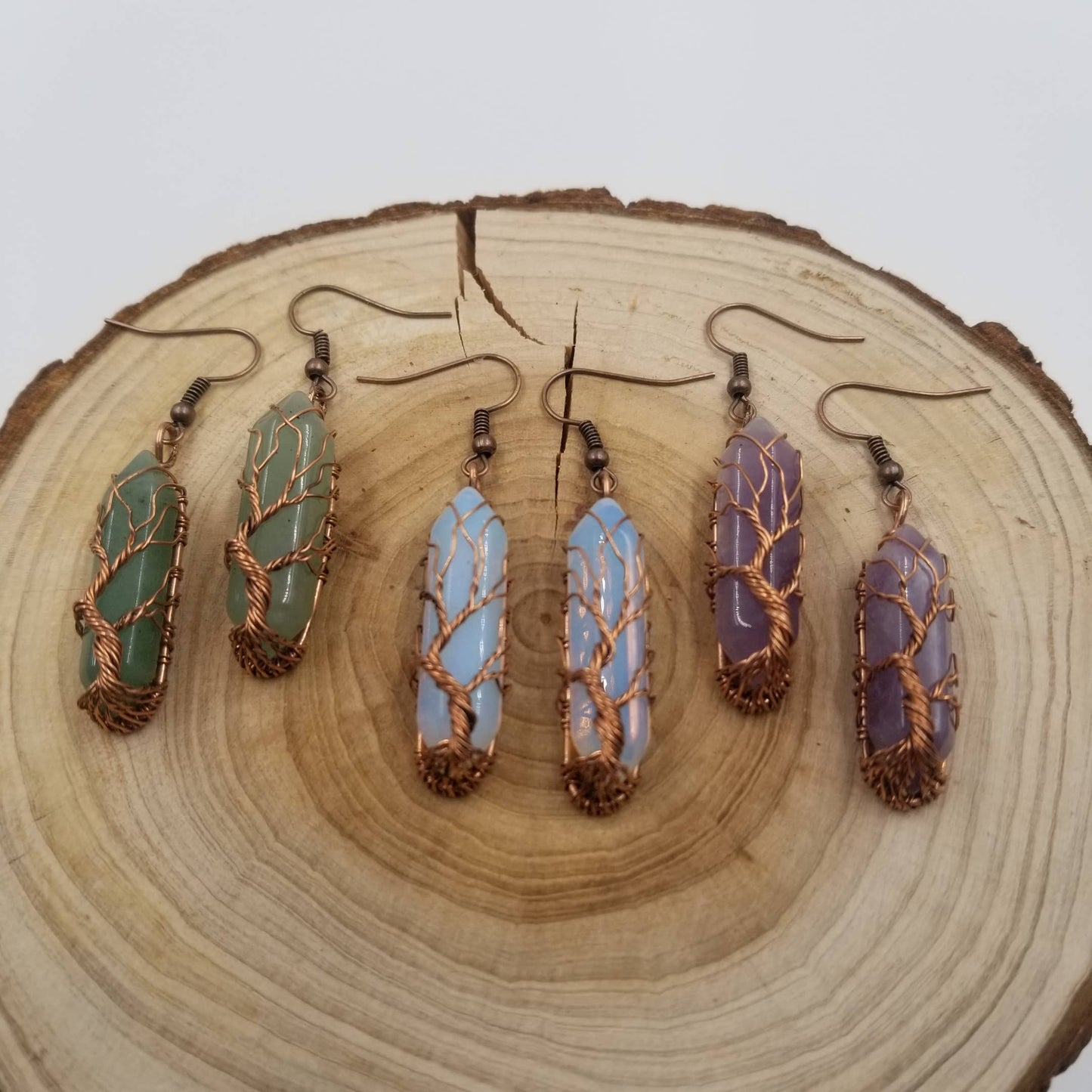 Wired Fluorite Crystal Pendant Earrings