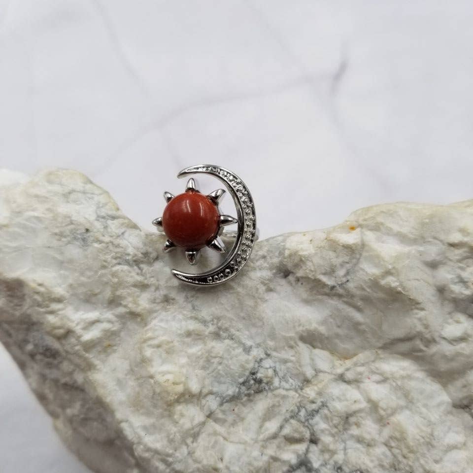 Gemstone Sun and Moon Ring - Gold