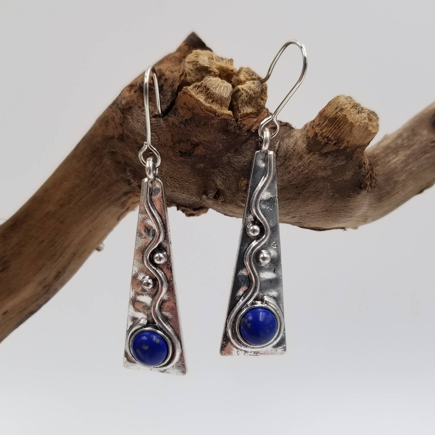 Classical Silver Roman Lapis Lazuli Earrings