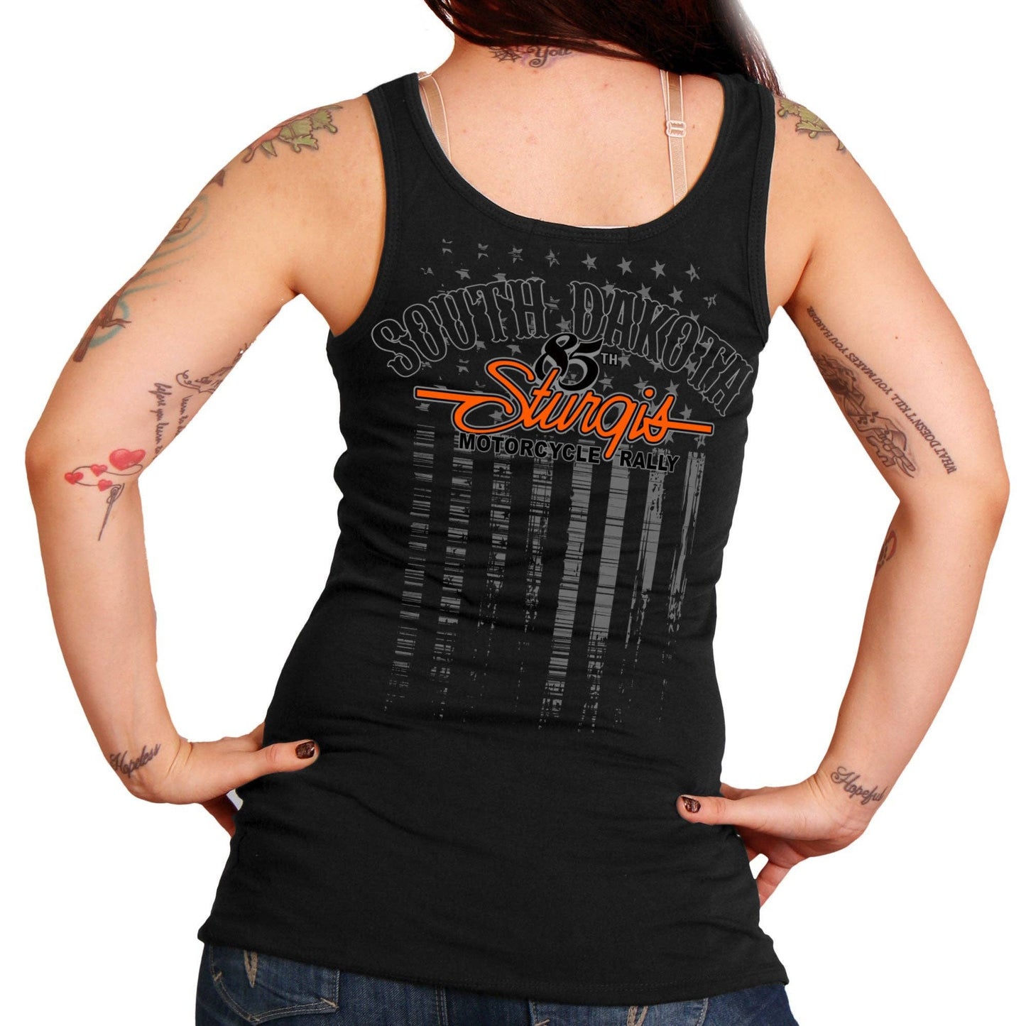 *CLEARANCE** 2025 Sturgis Motorcycle Rally Skeleton Hands Ash Ladies Tank Top