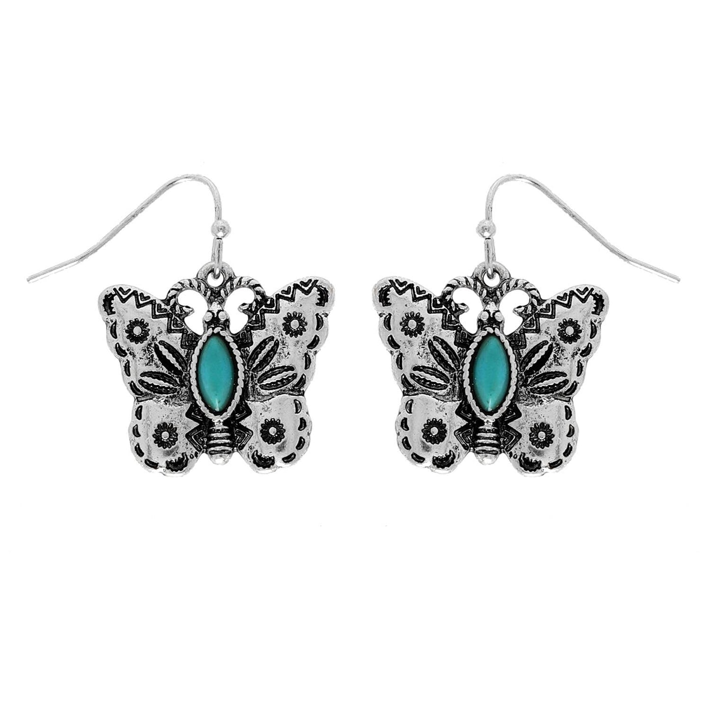 Sophia collection Western Turquoise Butterfly Dangle Earrings
