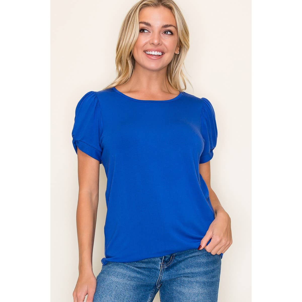 STACCATO CREW NECK SOLID JERSEY TOP