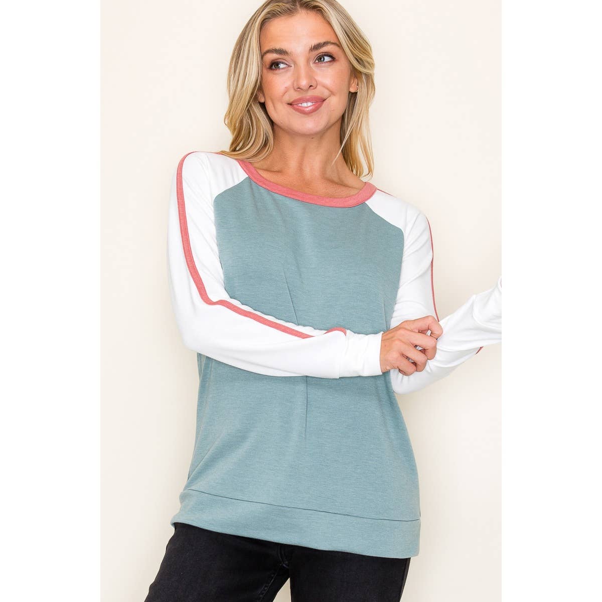 STACCATO ROUND NECK COLOR BLOCKED TOP