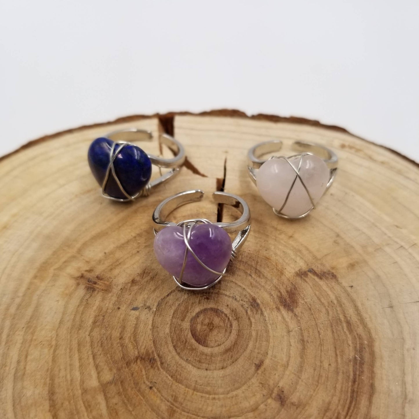 Handmade Natural Crystal Heart Ring - Valentine'S Day Gift