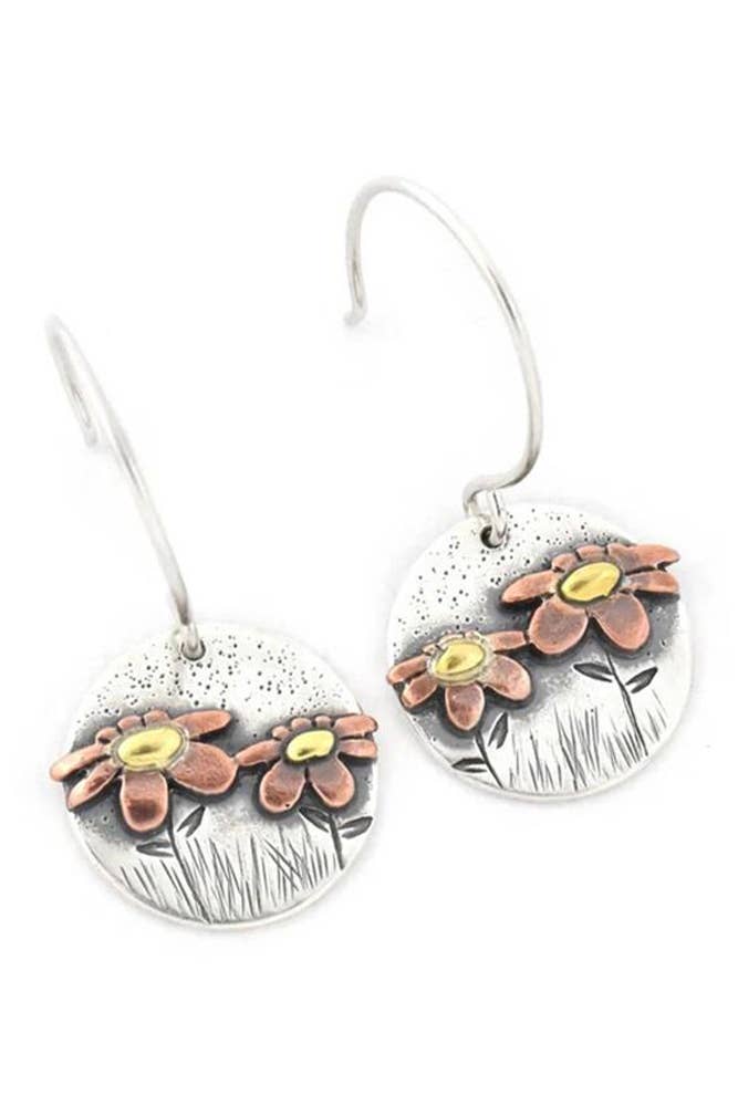 Vintage Round Flower Earrings