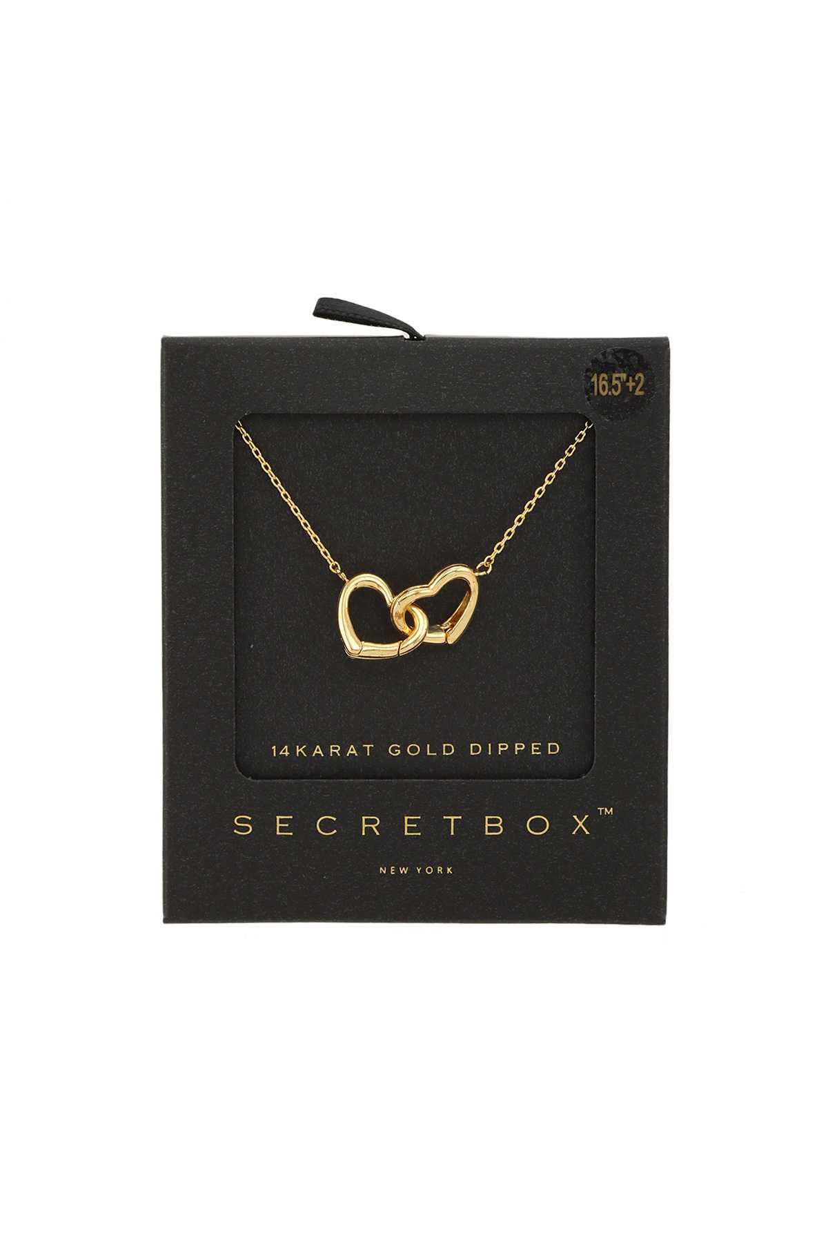 GOLD DIPPED HEART LINKED NECKLACE SB28917-
