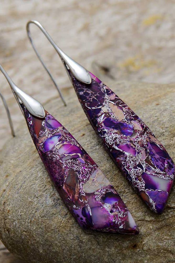 Boho Colorful Stone Shape Earrings