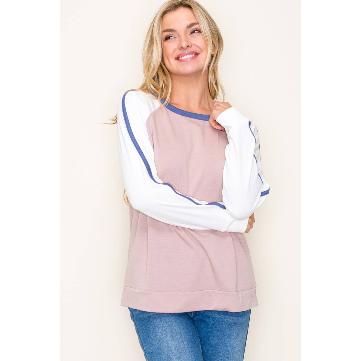 STACCATO ROUND NECK COLOR BLOCKED TOP