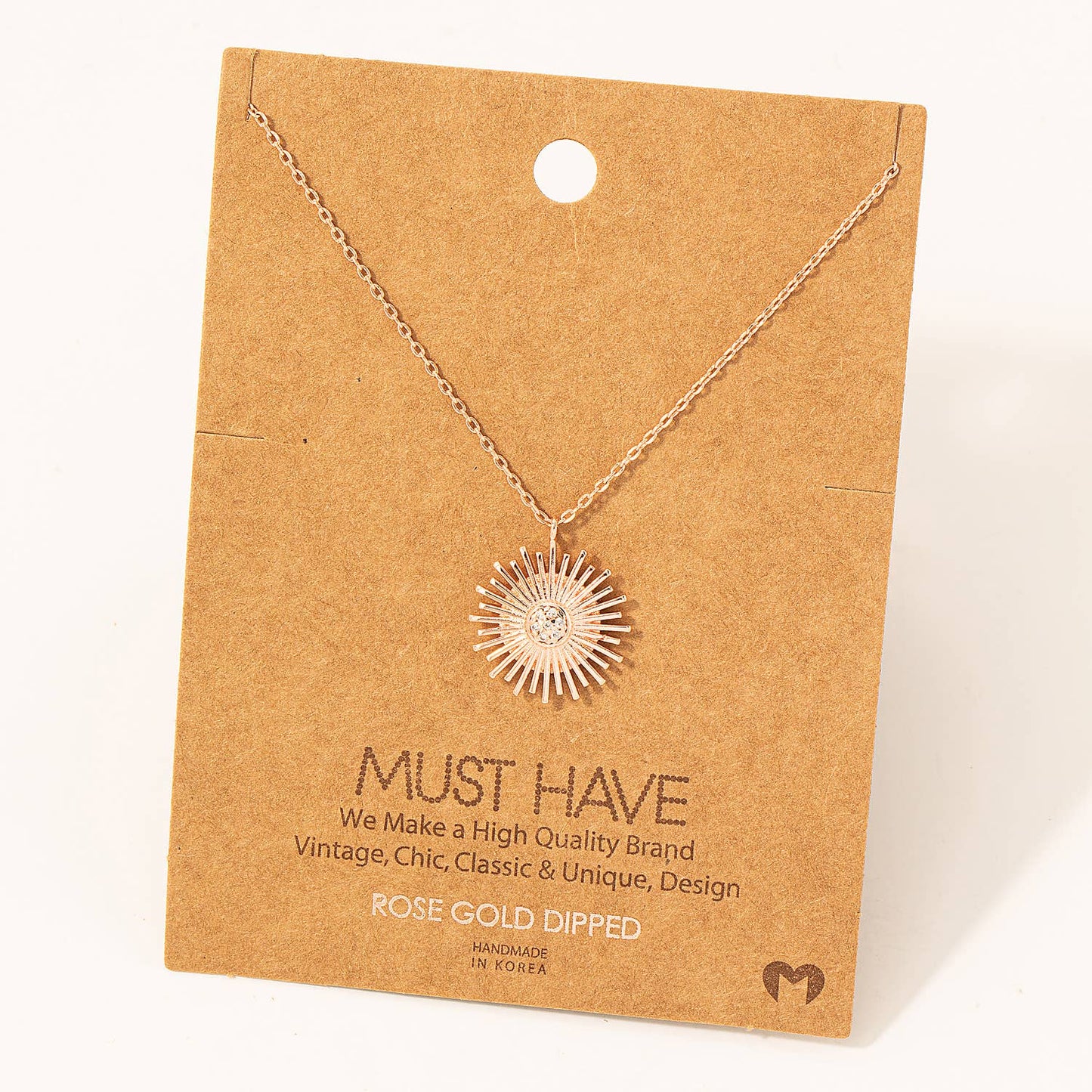 Circle Sun Shine Ray Pendant Necklace