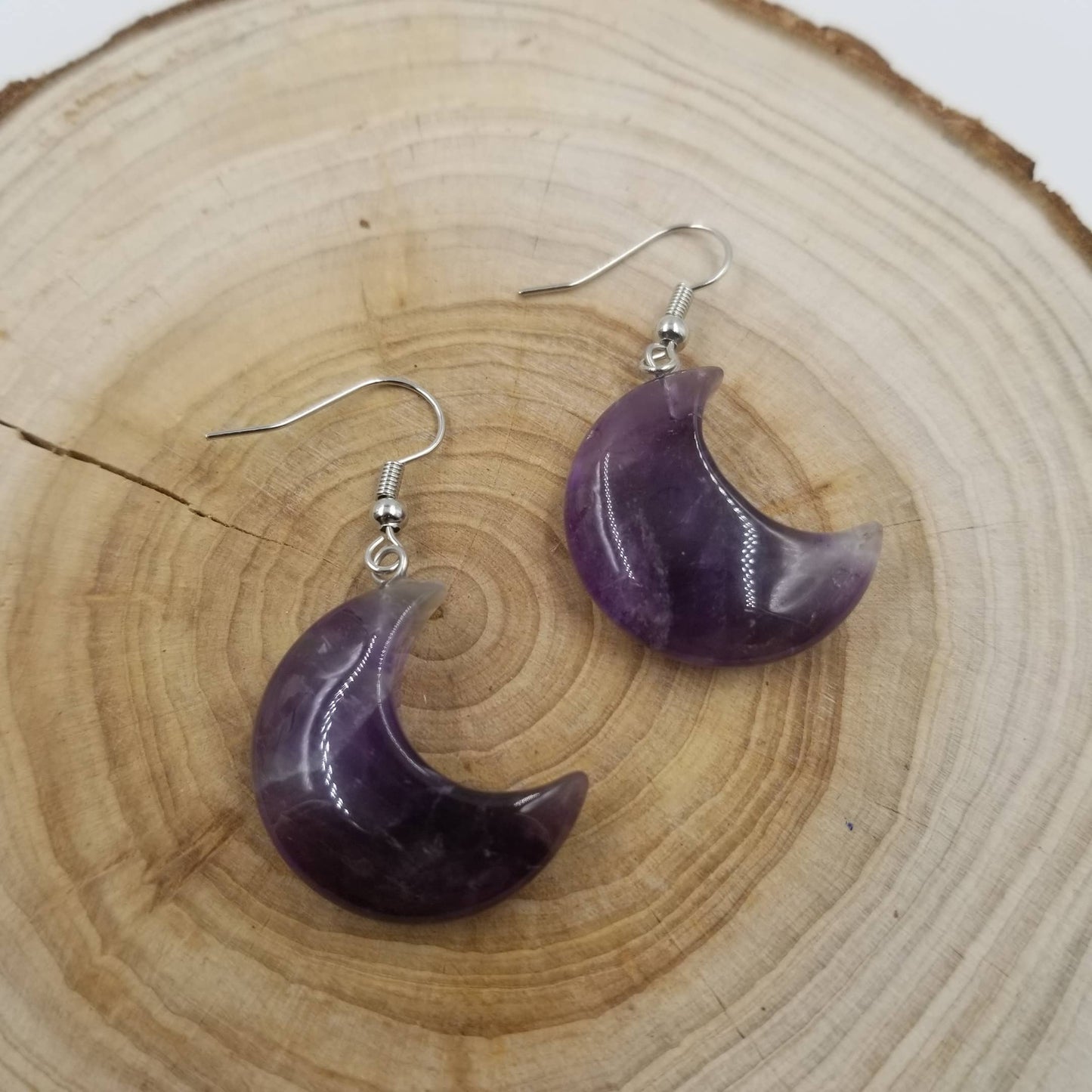 Natural Stone Moon Earrings