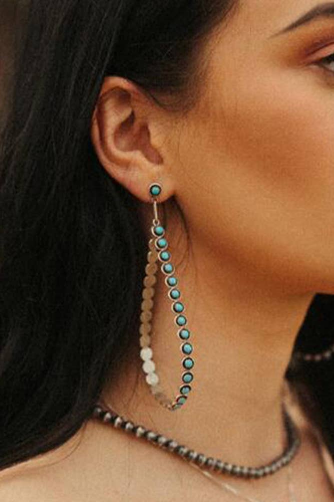 Long Turquoise Beads Earrings