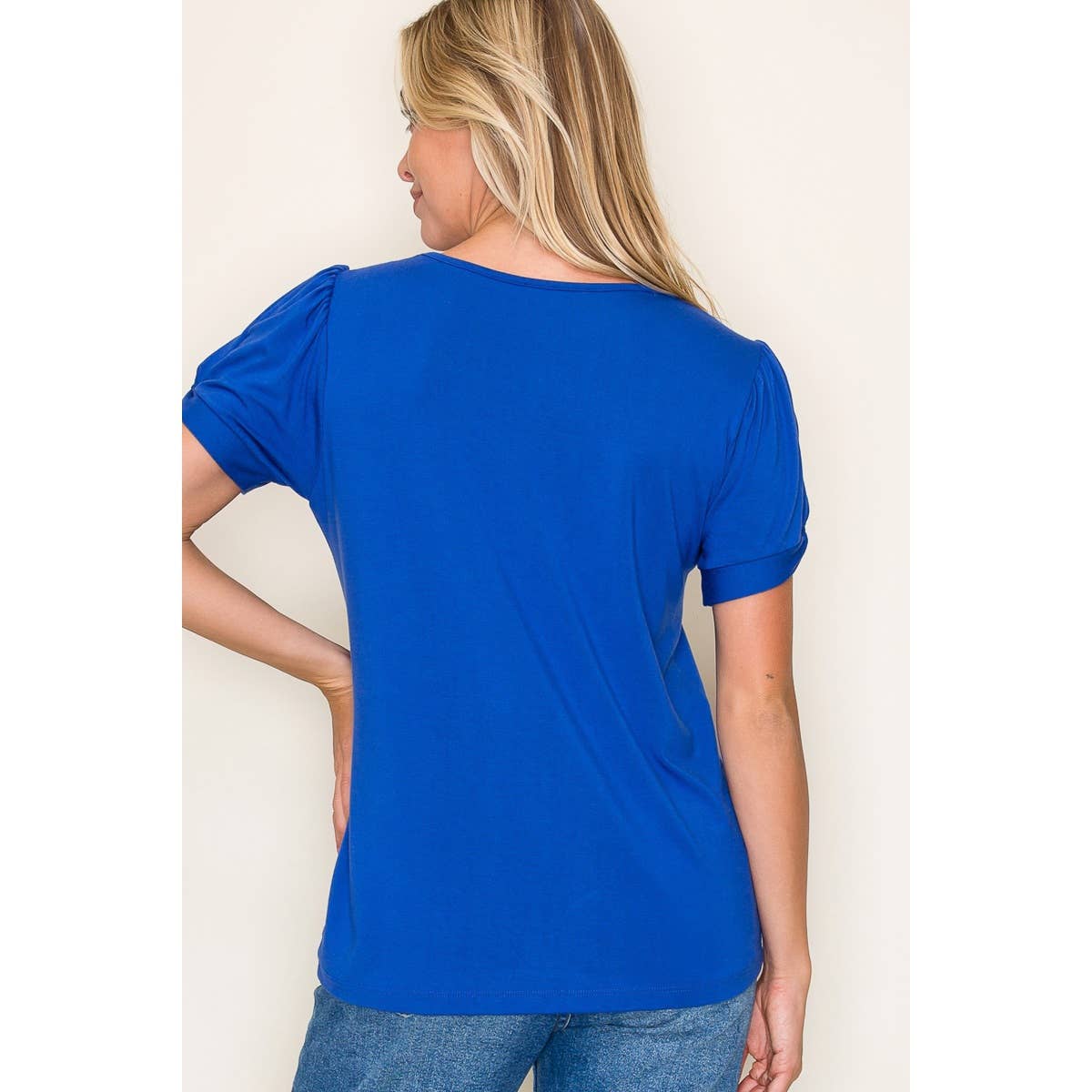 STACCATO CREW NECK SOLID JERSEY TOP