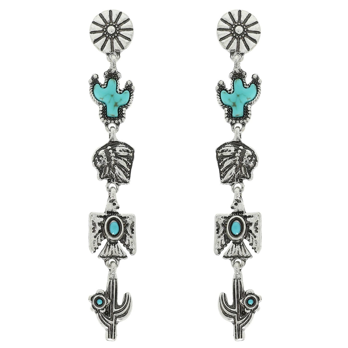 Sophia collection Western Navajo Themed Turquoise Dangle Earrings
