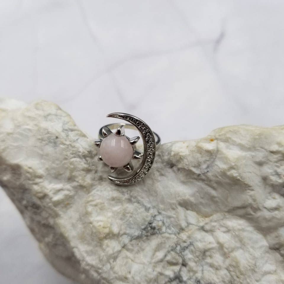Gemstone Sun and Moon Ring - Gold