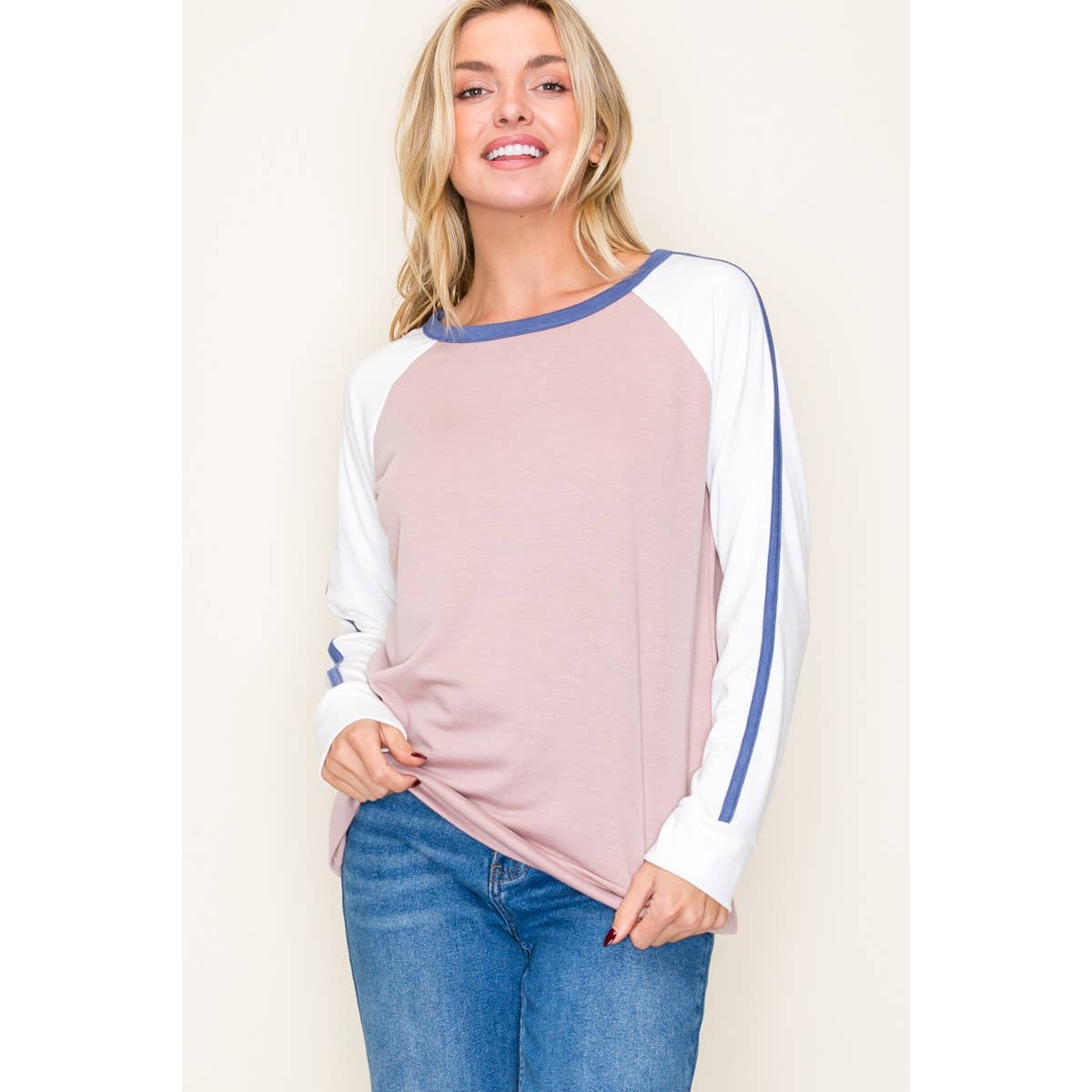 STACCATO ROUND NECK COLOR BLOCKED TOP