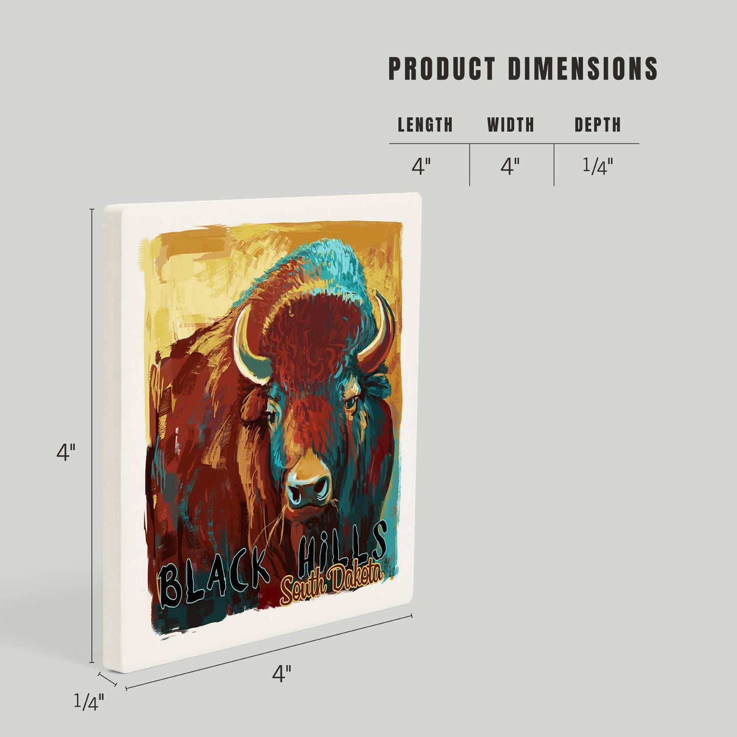 CERAMIC COASTER Black Hills, South Dakota Bison, Vivid