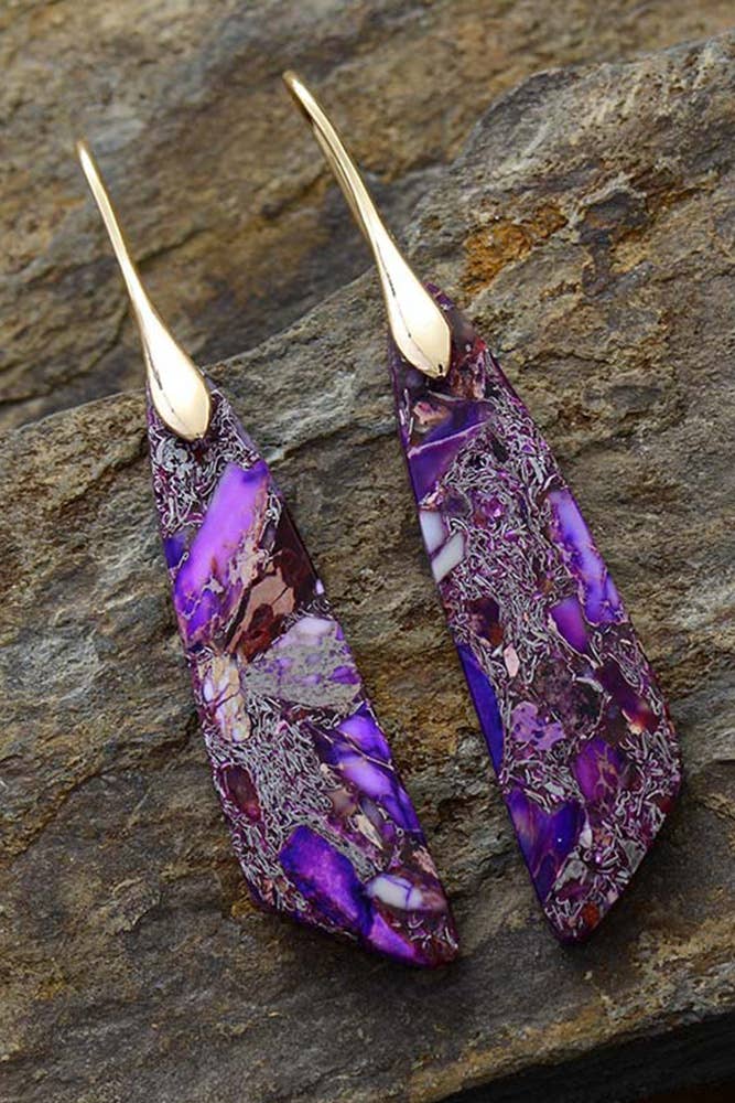 Boho Colorful Stone Shape Earrings
