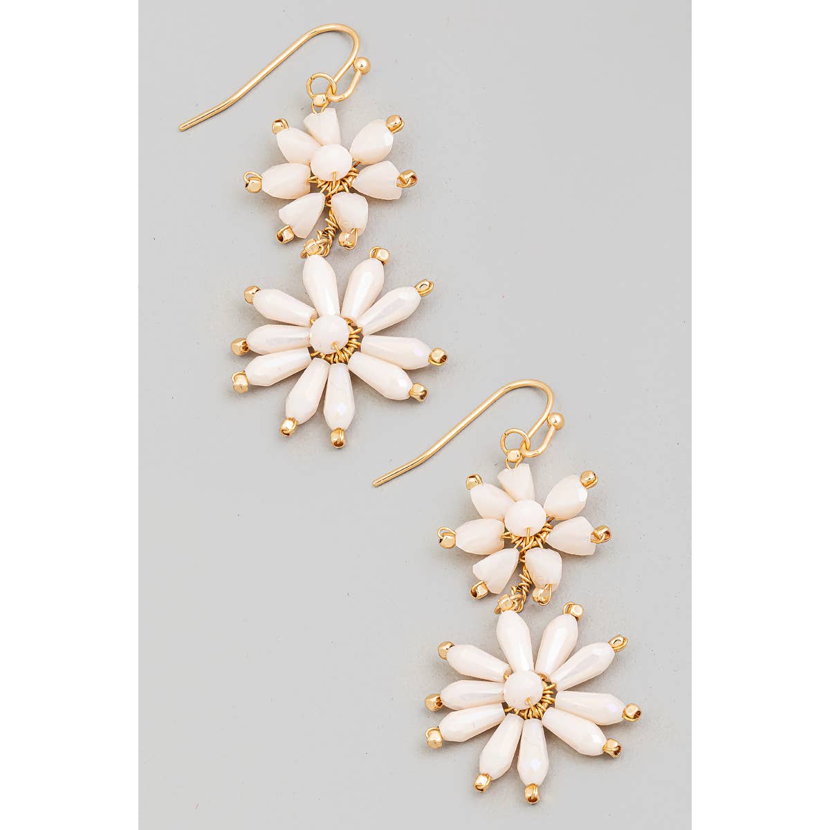 Beaded Flower Chain Dangle Earrings