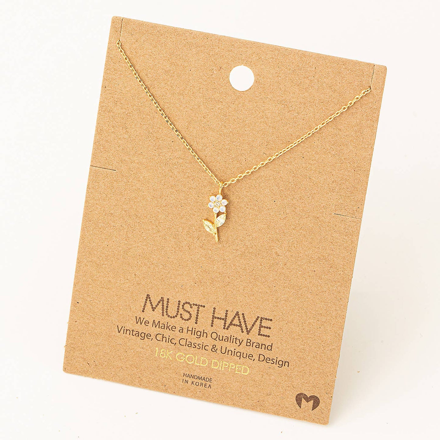 Rhinestone Flower Charm Necklace