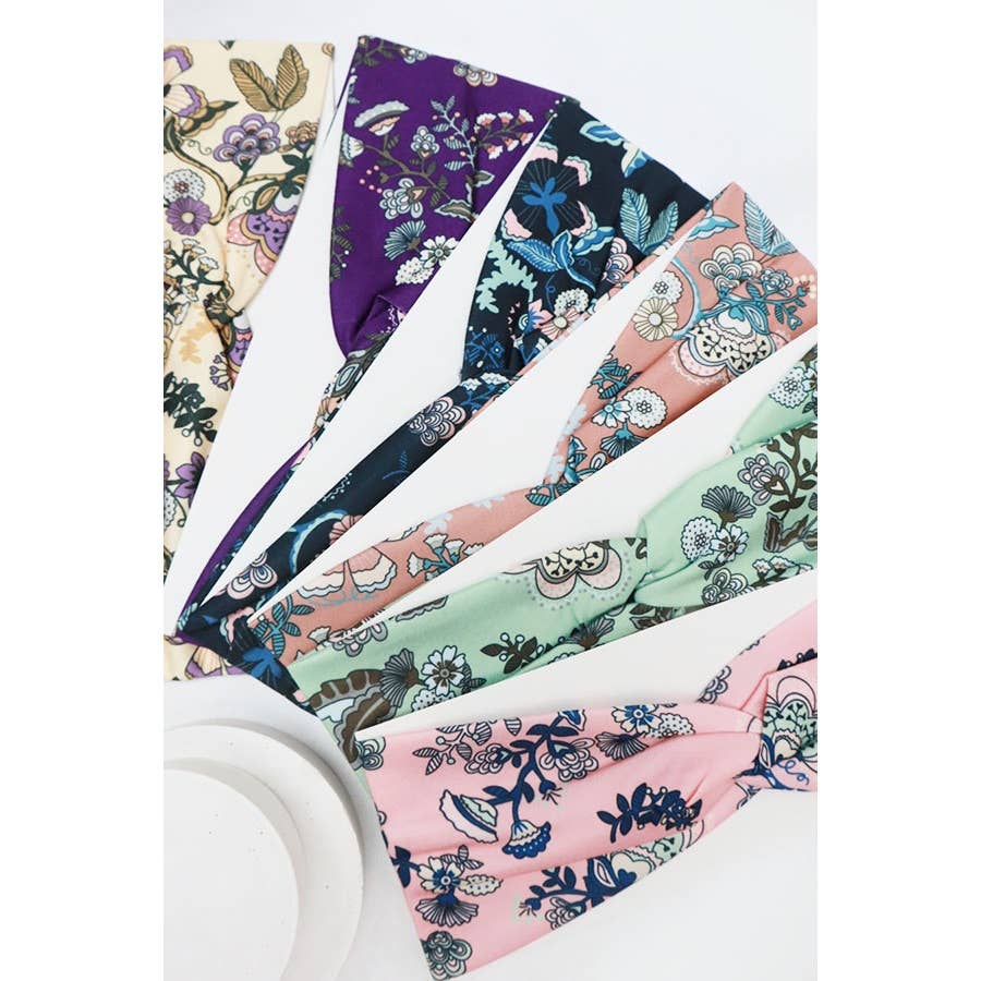 Vintage Flower Print Stretch Headband