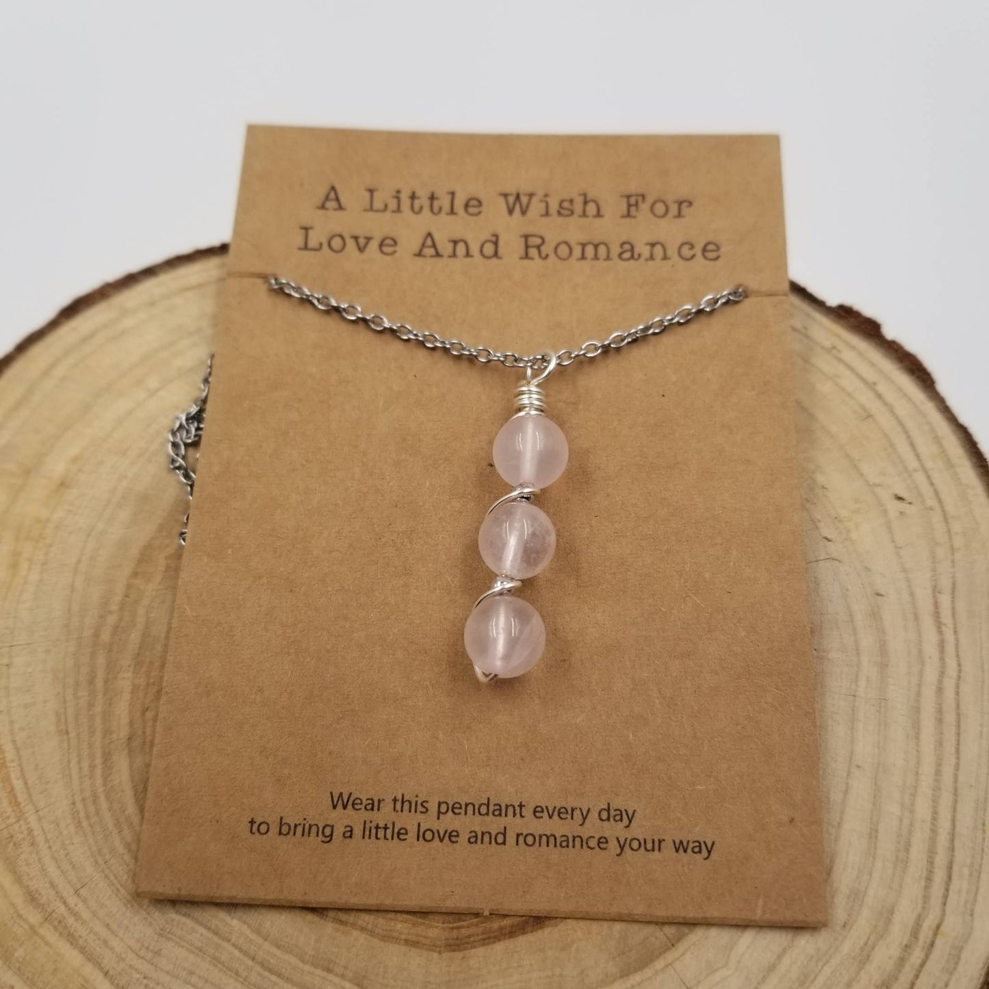 Wrapped Natural Crystal Bead Necklace With Wish Card