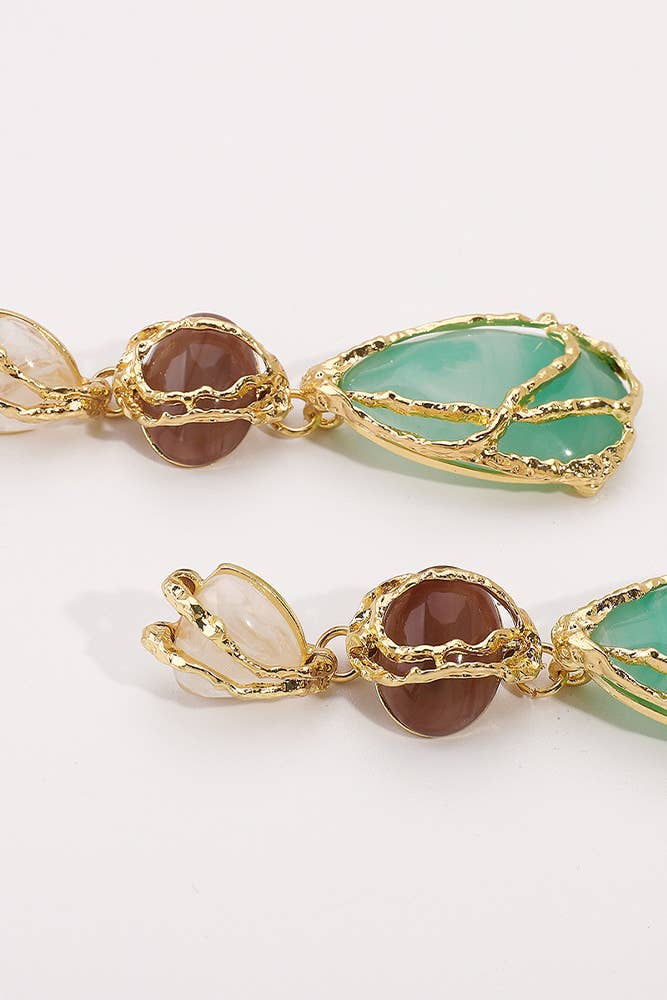 Drop Shape Turquoise Alloy Earrings