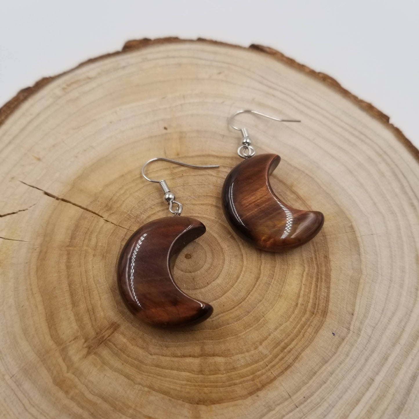 Natural Stone Moon Earrings