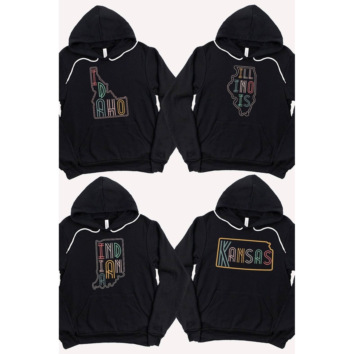 SOUTH DAKOTA Neon State Shape Graphic Hoodies