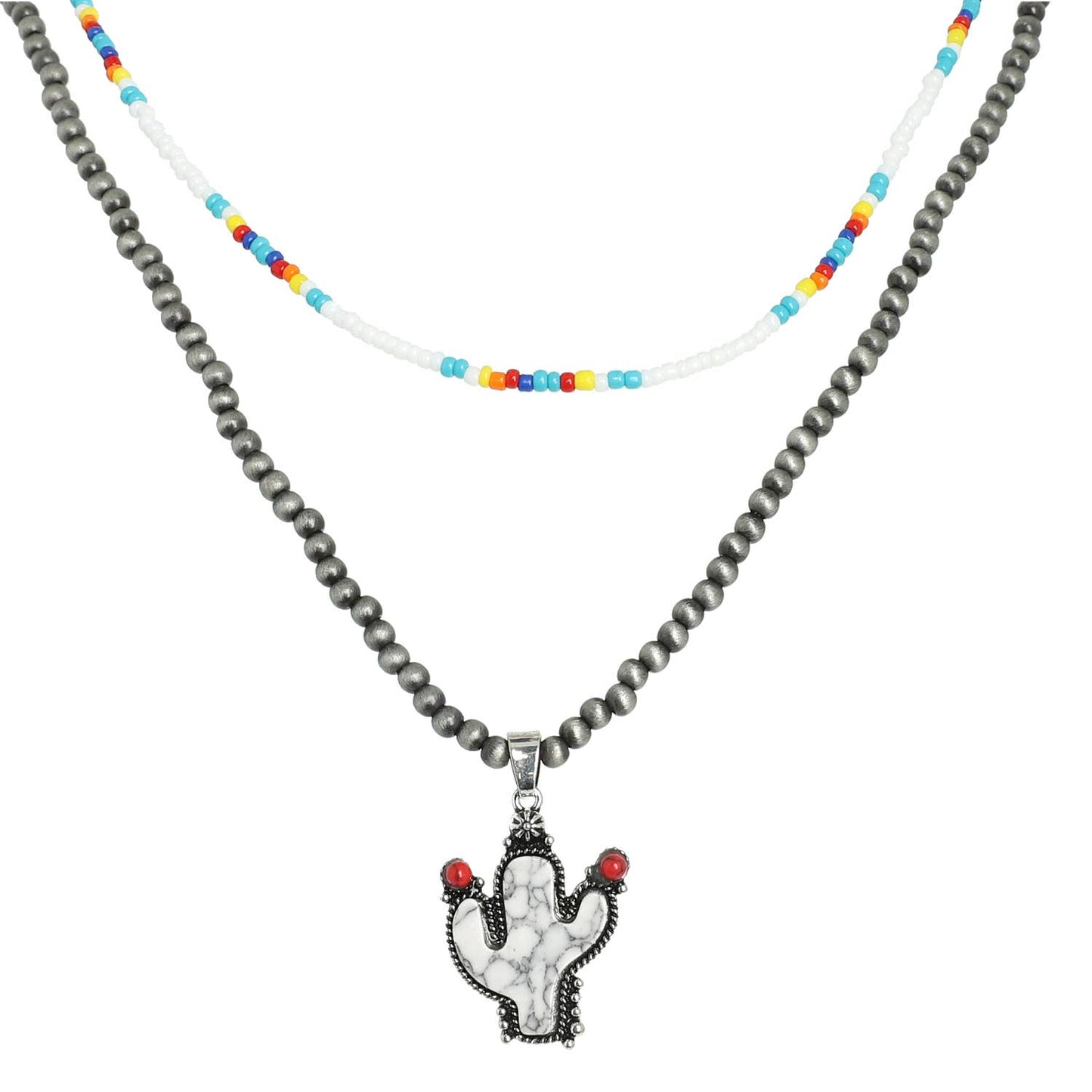 Sophia collection Western Navajo Pearl Beaded Cactus Necklace