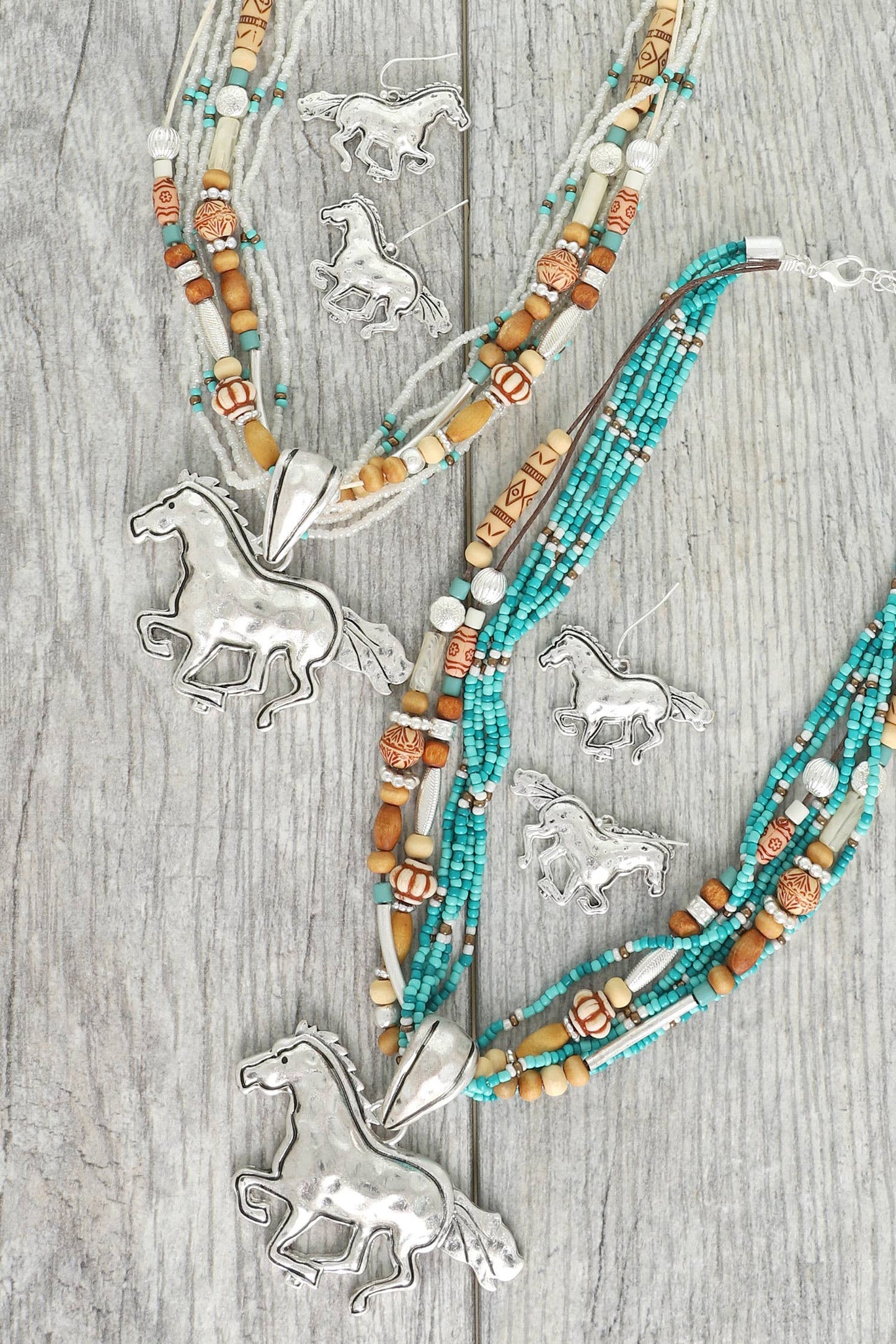 Sophia Collection Western Equestrian Bead Mix Necklace Set