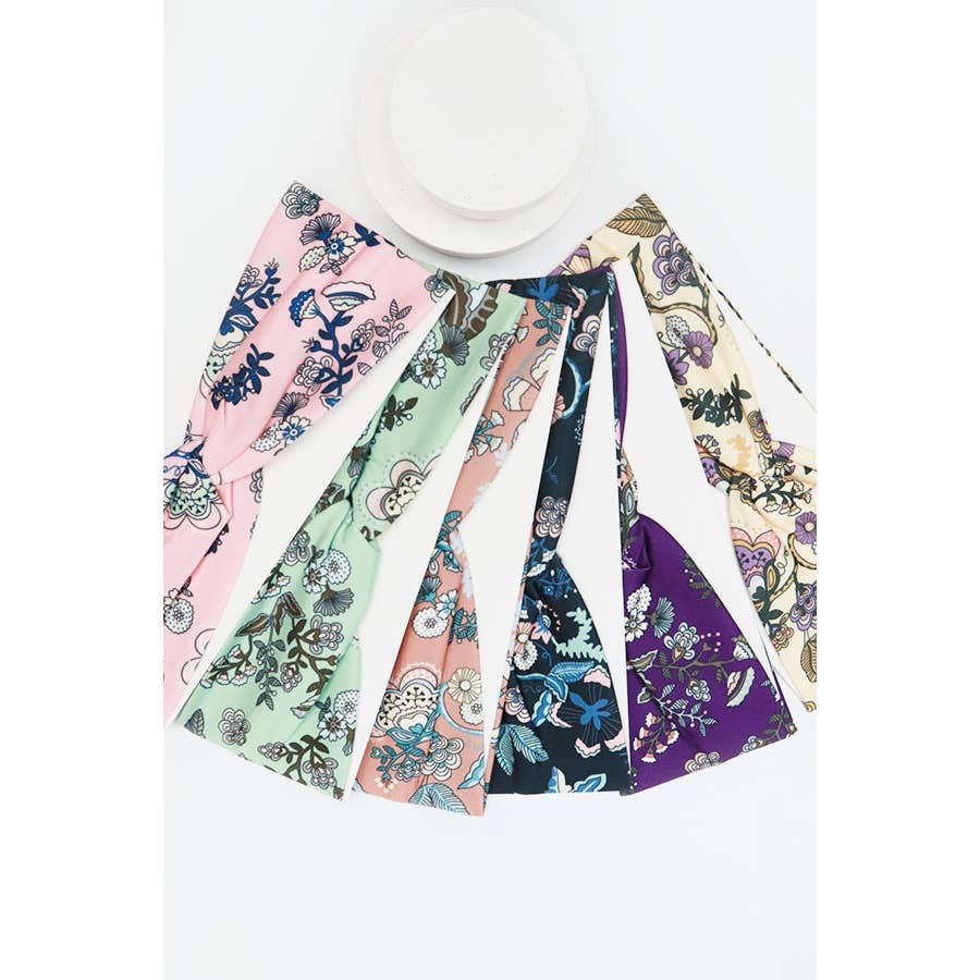 Vintage Flower Print Stretch Headband
