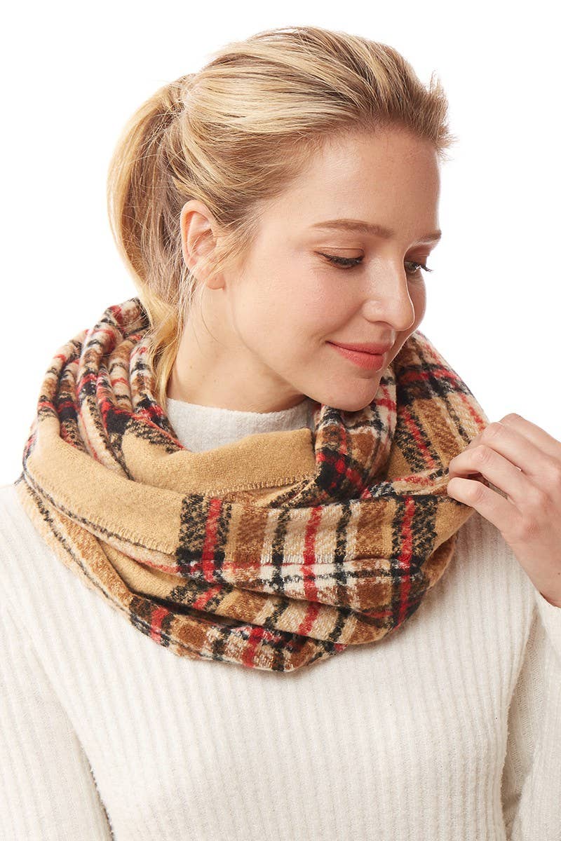 Women's Winter Plaid Patterned Infinity Scarf