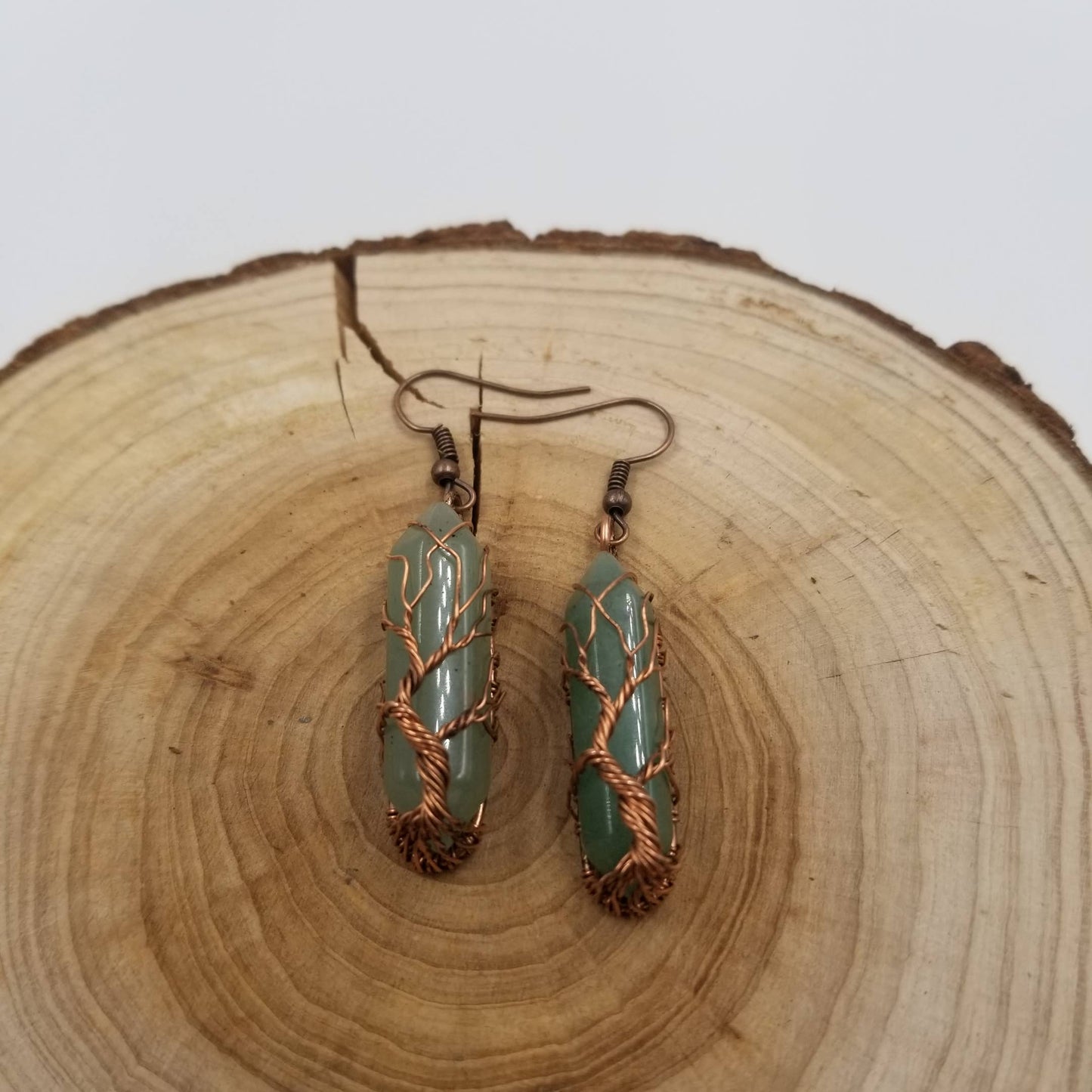 Wired Fluorite Crystal Pendant Earrings